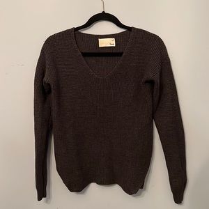 Grey Knit V-Neck Sweater - Wilfred Free